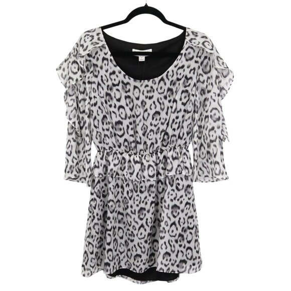 Rachel Zoe Animal Print Silk Dress Womens XS White Trendy Twee Boho Mob Wife NWT - Picture 2 of 16